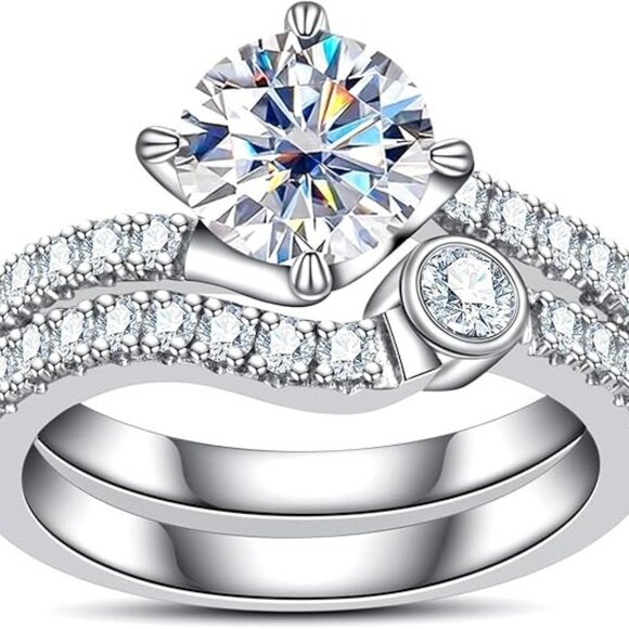 Moissanite Ring 2.18CTTW D Color VVS1 Clarity Round Brilliant Cut - Picture 2 of 6